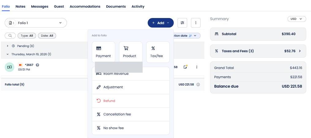 Folio + Add menu showing the Product tile