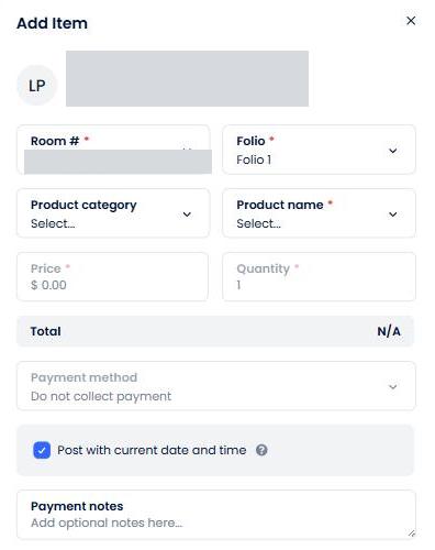 Blank Add Item panel